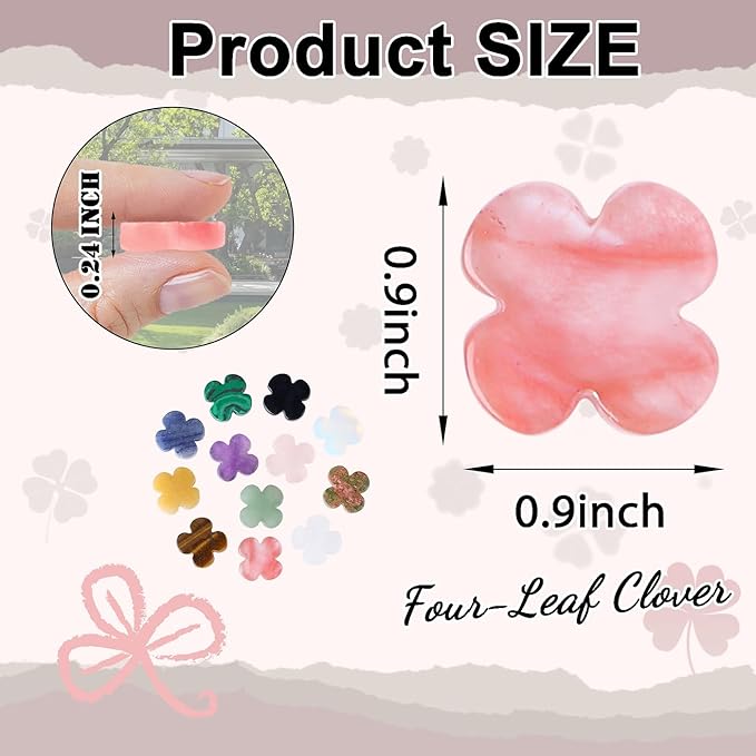DUQGUHO Four Leaf Clover Crystals Healing Crystals and Stones St. Patrick's Day Gifts 12PCS 0.9 Inch