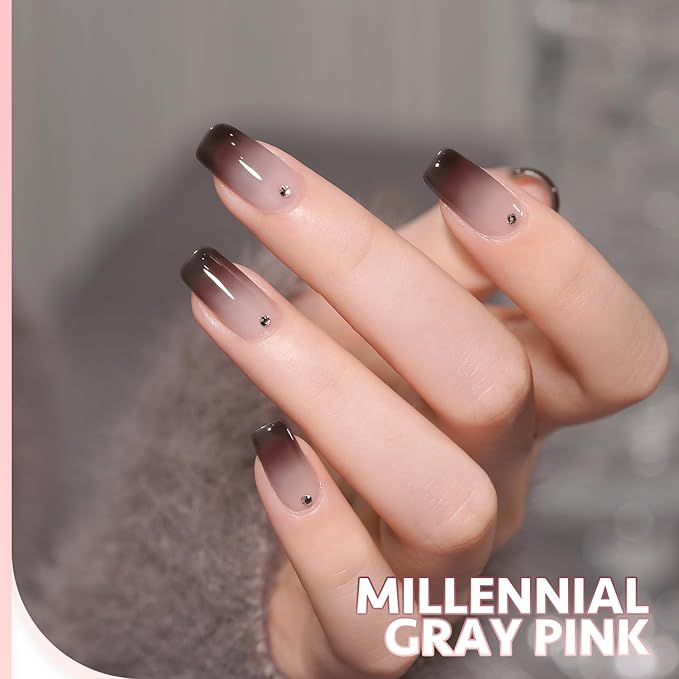 GAOY Gray Pink Jelly Gel Nail Polish of 6 Milky Nude Pink Black Whiter Colors Sheer Gel Polish Kit for Salon Manicure and Nail Art DIY at Home