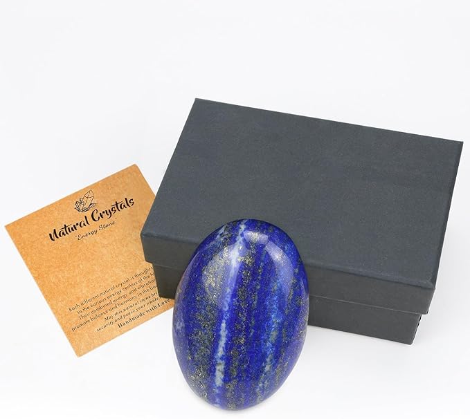 MAIBAOTA 2.4" Lapis Lazuli Crystal Stone Polished Palm Stone 0.7" Thick Natural Reiki Gemstone Worry Stone Healing Crystals Energy Balancing Anxiety Stress Relief Meditation 1 Pc