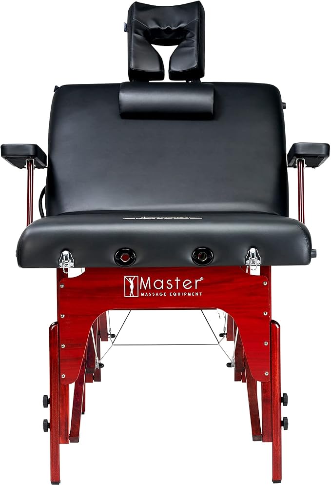 Master Massage 31" Montclair Salon Spa Beauty Therma Top Best Portable Massage Table Bed Couch Package with Deluxe Adjustable Headrest- Black Color WITH MEMORY FOAM