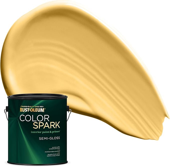 Rust-Oleum Color Spark Interior Paint and Primer in One, Semi-Gloss, Lemon Curd, 1 Gallon