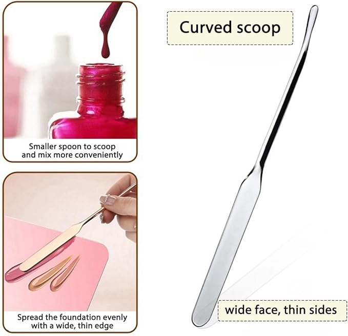 2 Set Makeup Mixing Palette, Acrylic Collapsible Makeup Palette Tray, Handheld Nail Art Transparent Palettes with Stirring Spatula for Foundation Make-up, Makeup Artist and Beginner