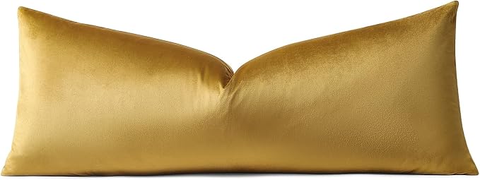 Artscope Luxury Velvet Lumbar Pillow Cover Super Soft Decorative Rectangle Throw Pillow Covers Case Cushion Covers for Sofa Couch Bedroom Car Decor 14x36 Inch Gold