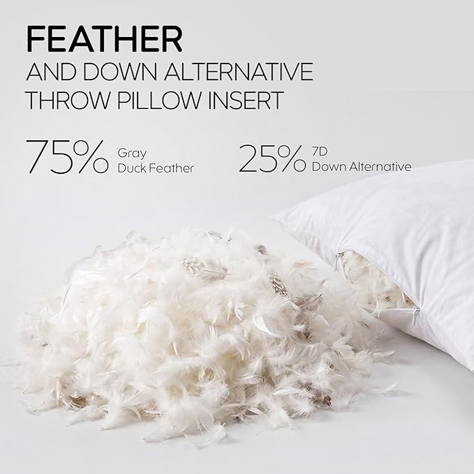 14x20 Feather Lumbar Pillow Insert, Decorative Throw Pillow Insert for Covers, Fuller Fit with Soft Support for Bed and Couch