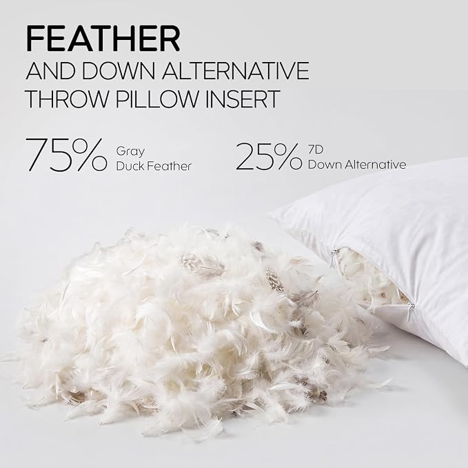 20x26 Feather Lumbar Pillow Insert, Decorative Throw Pillow Insert for Covers, Fuller Fit with Soft Support for Bed and Couch