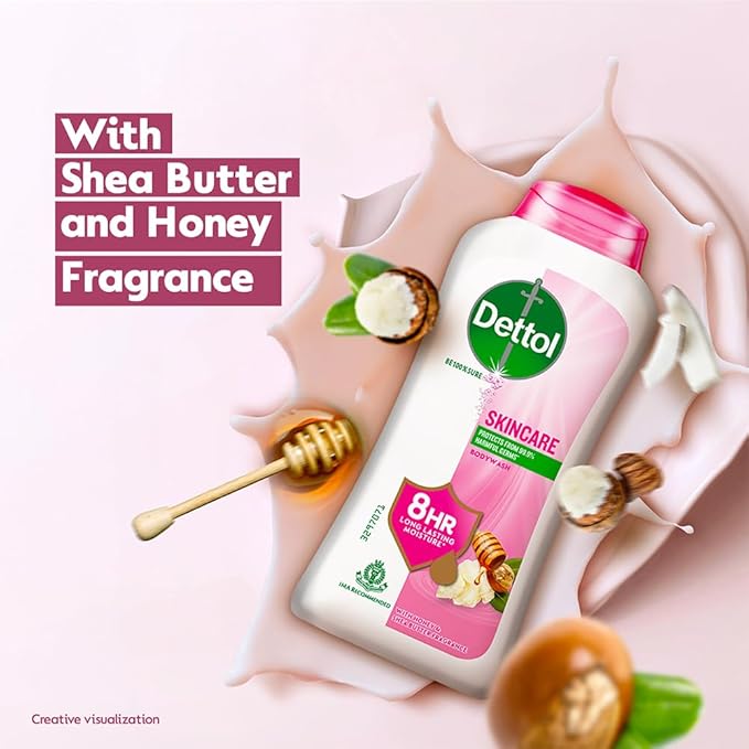 Dettol Skincare Body Wash and Shower Gel for Women and Men, 250ml | Soap-Free Bodywash | 8h Moisturization