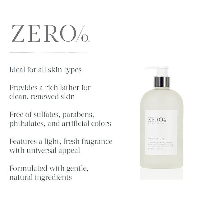 Gilchrist & Soames Zero% Unisex Shower Gel and Body Wash - 15.5oz - Light and fresh, Gently Cleansing, Zero Parabens, Sulfates, and Phthalates