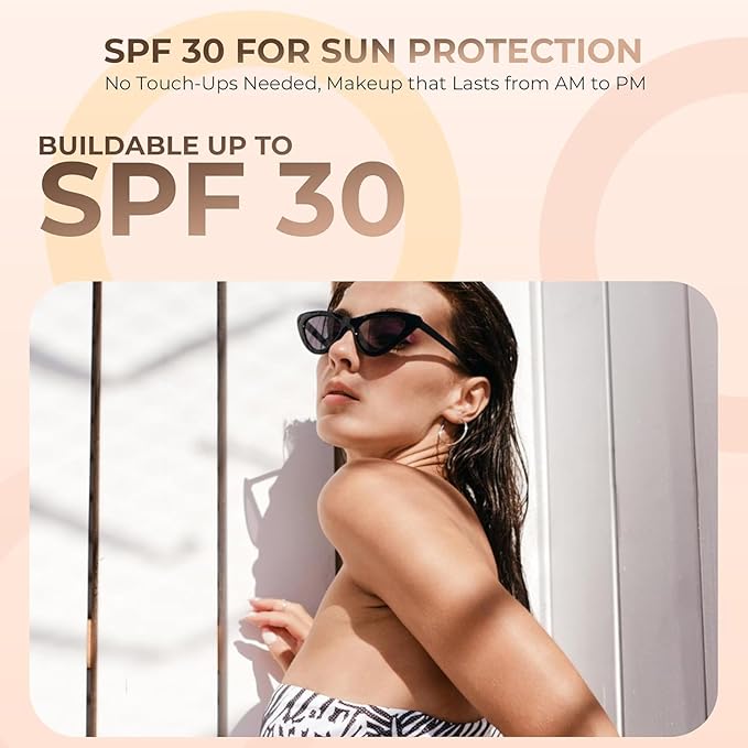 4pc Full Size Kit (Deep Tan) Mineral Makeup Matte Translucent Loose Foundation + Kabuki Brush + Concealer + Finishing Setting Powder + Bare Face Full Coverage SPF 30 All Skin Types Waterproof