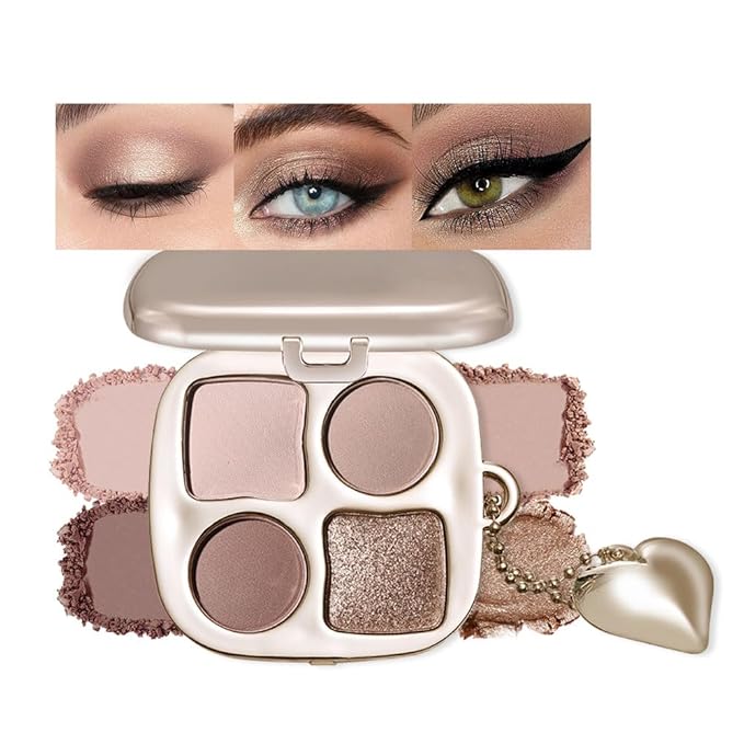 Cool Neutral Nude Eyeshadow Palette with Mirror, Matte & Shimmer Mini Eye Shadow Kit, High Pigment Blendable Long-Lasting Cool-Toned Smokey & Contour Makeup Palette for Blue, Green & Brown Eyes 1