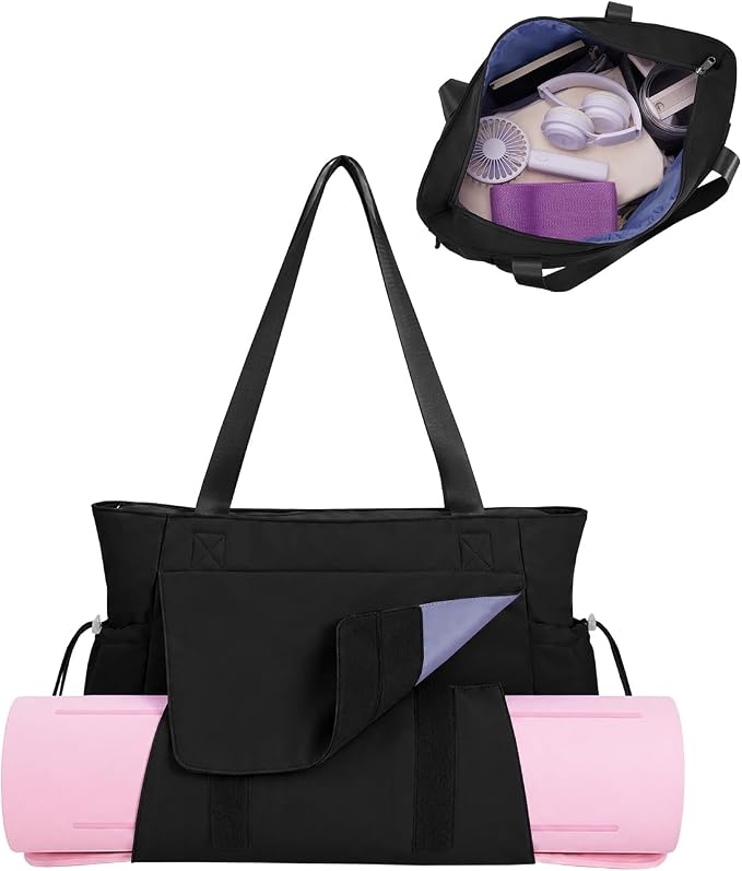 sportsnew Yoga Mat Bag Tote Yoga Gym Bags For Women Men with Waterproof Wet Pocket & Hook-and-loop, Quick Access Storage Yoga Mat Bag Carrier