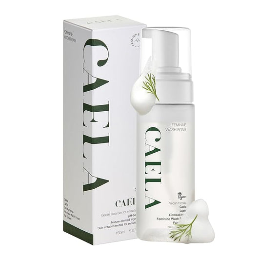 CAELA Feminine Wash Foam Fairgreen, pH-Balanced Intimate Cleanser for Women, Triple Lactobacillus Ferment Complex, Vegan K-Beauty with Green Tea & Mugwort, Sulfate-Free, 5.07 Fl Oz