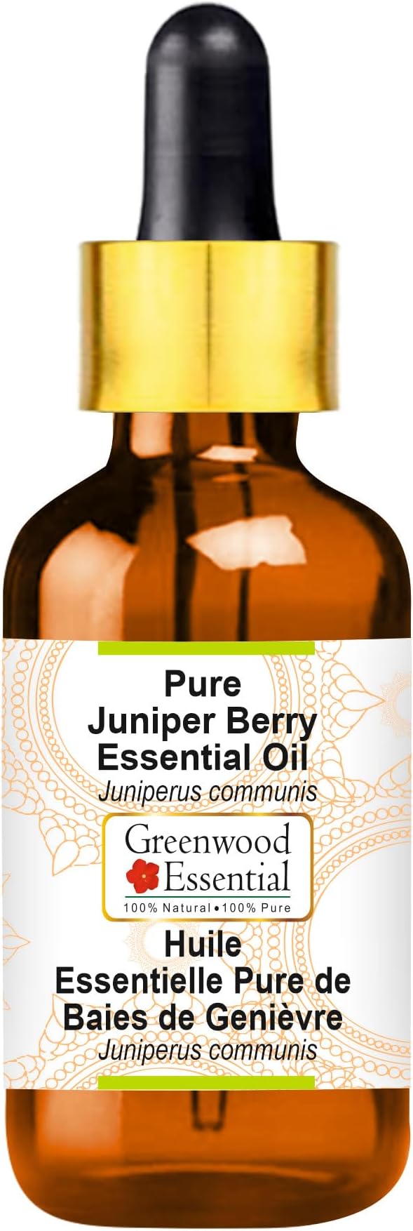 Greenwood Essential Juniper Berry Essential Oil (Juniperus communis) with Glass Dropper | Pure | Non-Sticky | Non-Greasy | Lightweight | Men & Women | All Skin Types | Steam Distilled 50ml (1.69 oz)