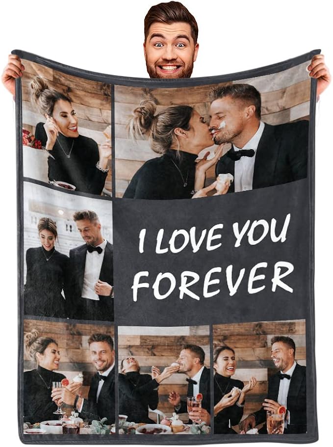 DayOfShe Ships Next Day Photo Blanket Gifts for Wife, Custom Blankets as Girlfriend Boyfriend Gifts- to My Wife Blanket Gifts from Husband, Couples Gifts