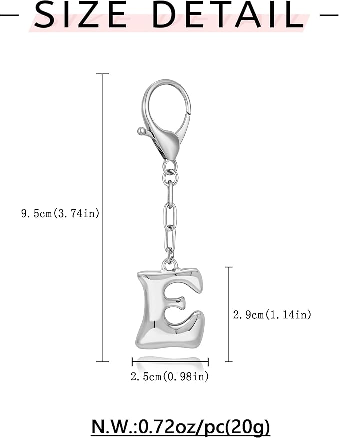 WOWORAMA Initial Letter Keychain for Women Chunky Gold Bubble Letter Bag Charm Purse Charm Personalized Keyrings Accessories