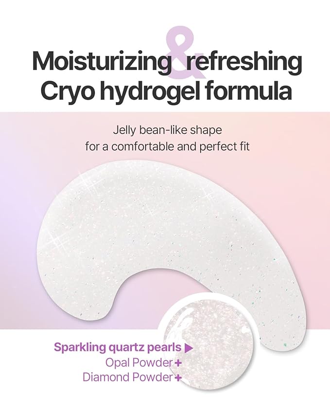 Petitfee Aura Quartz Eye Mask Pure Opal 40 pcs (20 pairs) - Rejuvenating Hydrogel Eye Patch for Puffy Eye Bags, Cooling, Depuffing, Under Eye Elasticity, Reduces Fine Lines for Firming Eye Area