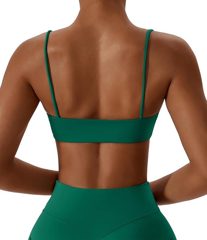 Comper Women's Sports Bras Wirefree Racerback Workout Bras Sexy Thin Straps Yoga Sport Bras with Removable Pads