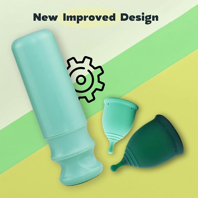 SHORDY Menstrual Cup Applicator & Lube Set - Easy Insertion Tool (Green) | Works with Most Cups, Reusable Copa menstrual Aplicador, Includes lubricant, Easy-to-use cup tool