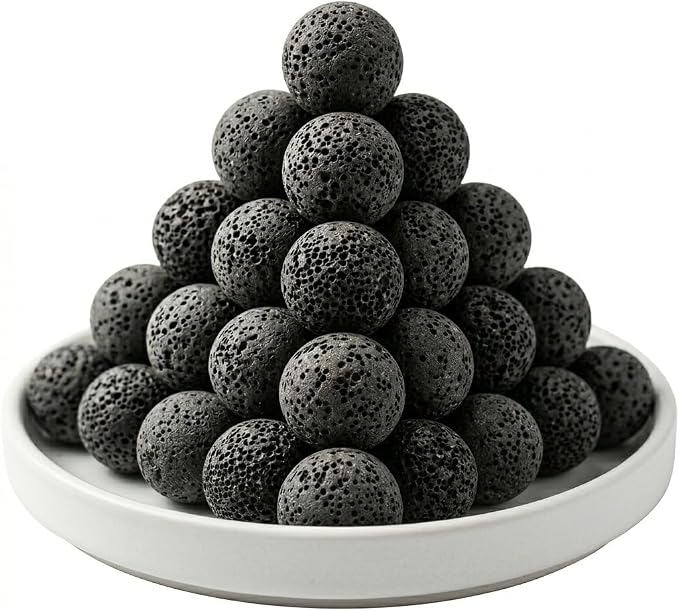 Baluue 20Pcs Natural Lava Rock Diffuser Stones, Mini Volcanic Rock Passive Essential Oil Diffuser for Desk, Zen Decor Aromatherapy Stones for Car, Office & Small Spaces (16mm/0.62")