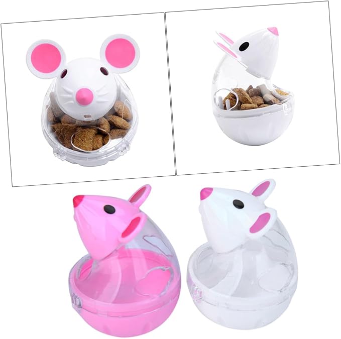 Happyyami 4pcs Automatic Cat Feeder Toy Mouse Shape Interactive Snack Dispenser for Cats Engaging Pet Feeder Leakage Design Fun Rolling Tumbler for Indoor Play