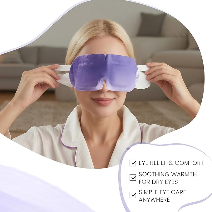 Self Heating Eye Mask Warm Compress for Dry Eyes, Disposable Heated Eye Mask for Fast Relief, Sleep, Spa, Travel Essentials & Relaxation Gifts for Women (30 Count, Lavender)