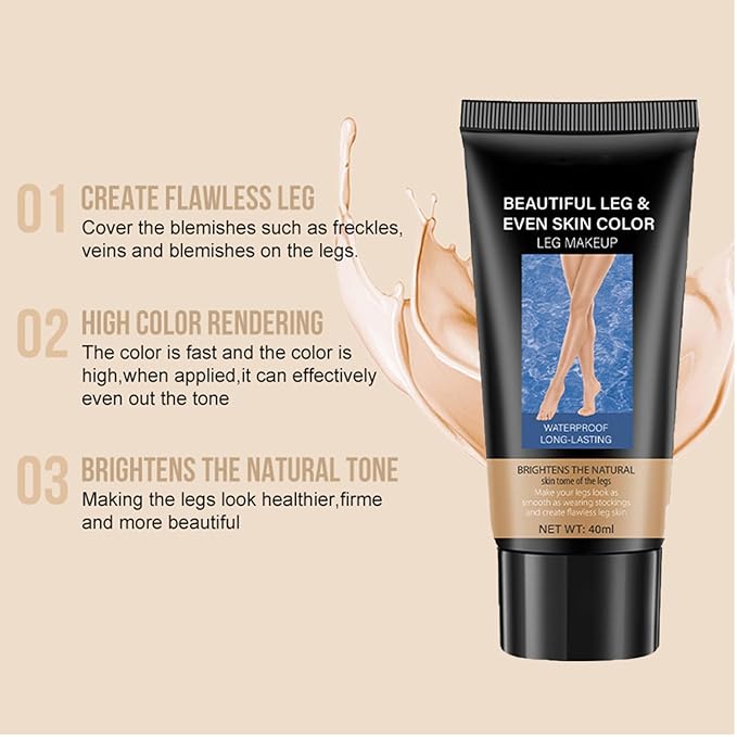 Leg Makeup Waterproof No Transfer, Body Makeup Waterproof No Transfer, Tattoo Cover Up MakeUp WaterProof, WaterProof LEG MakeUP Cream, Instant Tanning Legs, Body Foundation (#02, Medium)