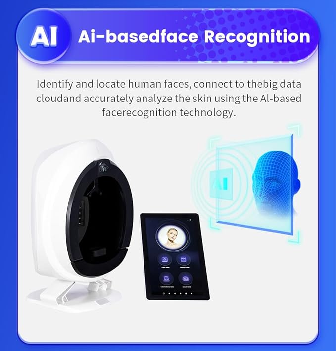 Professional AI Facial Skin Analysis Machine with 8 Spectrum Imaging Technology with AI-Powered Quantitative Results for SPA And Salon