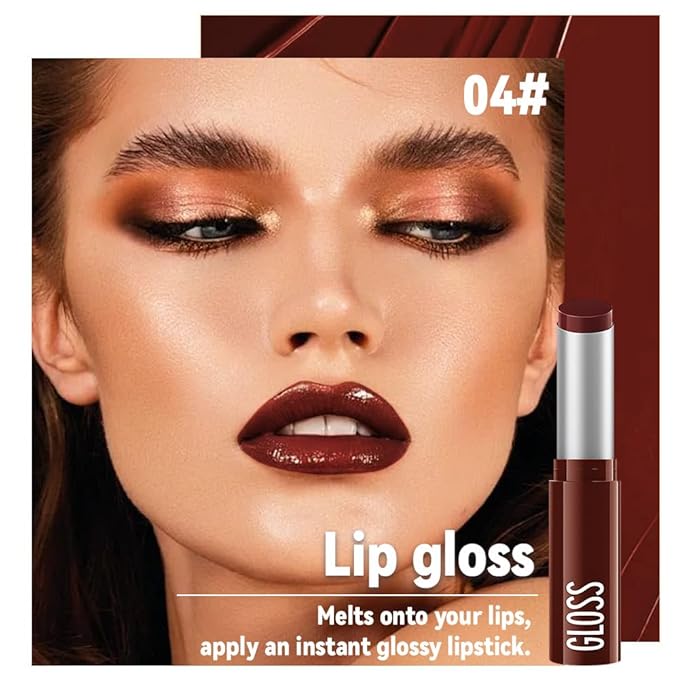 1Pc Dark Brown Butter Lipstick Tinted Lip Balm, Shine Moisturizing Plumper Lipstick for Women,Natural Nourishing Hydrating Lip Gloss Stain for Dry Lips,Lightweight Lip Liner Care Vegan Makeup