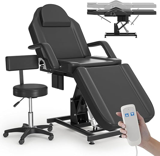 Electric Tattoo Chair for Client Height Adjustment Professional Facial Chairs for Esthetician Spa Beds for Esthetician for Lash Extensions