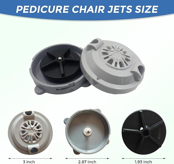 Pipeless Magnetic Jet Head Motor Replacements BF-004 for LURACO Jet Motor Pedicure spa Chair Part Magnetic Head (4 pin) Pedicure spa Tubs Includes Propeller and Cap Gray