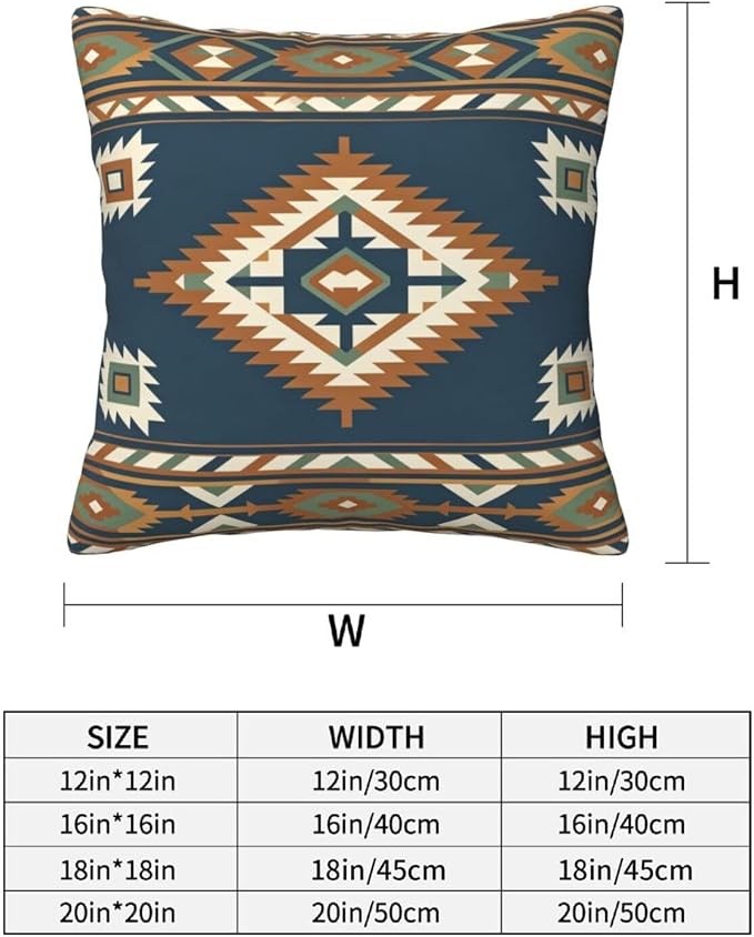 Aztec Southwestern Navy Blue Throw Pillow Covers 20x20 Set of 2 Western Boho Cushion Cases Home Decor