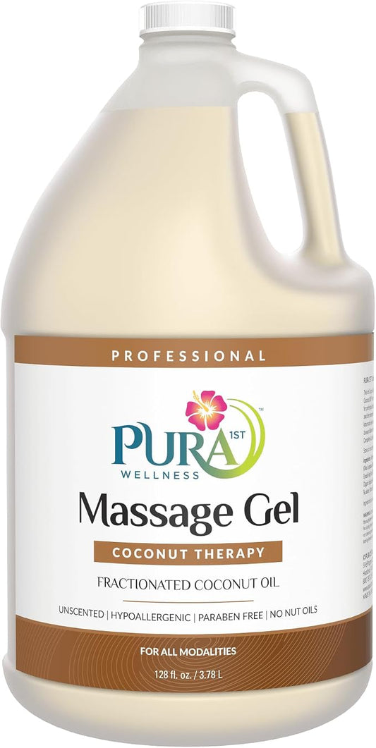 Coconut Therapy 1 Gallon Massage Gel, Coconut Oil, Professional, Massage Therapy, Deep Tissue, Unscented, Natural Ingredients, Skin Hydrating, Moisturizing, Muscle Relief, for Bruising