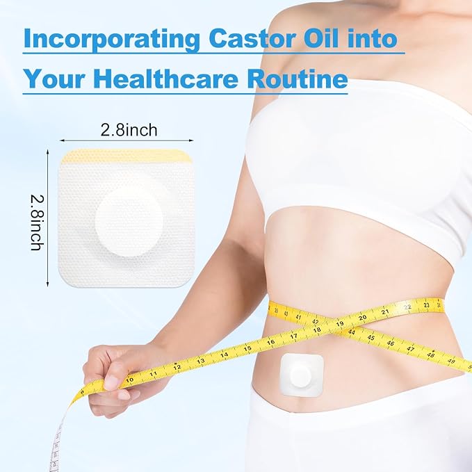 Leak-Proof Self-Adhesive Castor Oil Patches, Disposable Empty Belly Button Patch, Highly Absorbent Core, Breathable, Soft and Comfortable, Wash-Free, Easy to Use, Impermeable (100)