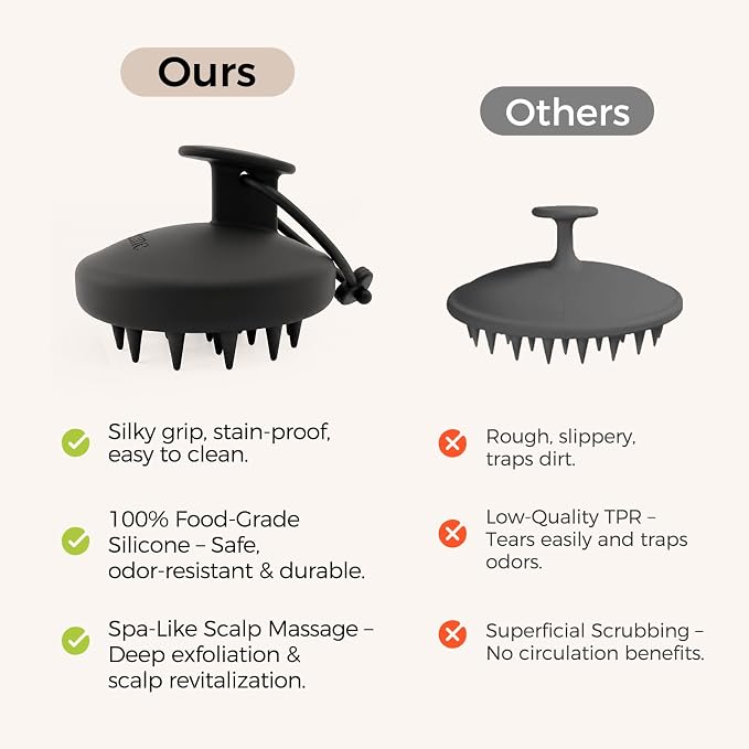 2 Pack Scalp Massager Shampoo Brush, Soft Silicone Bristles Head Scrubber for Deep Cleansing, Dandruff Removal & Hair Growth, Wet & Dry Use, Eco-Friendly Shower Brush, Black & Green
