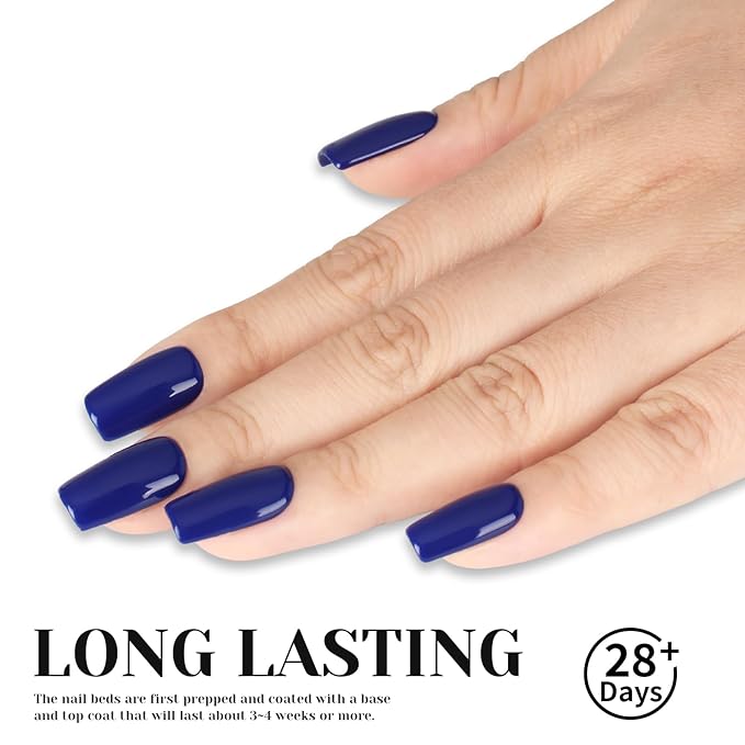 Deep Navy Blue Gel Nail Polish - 15ml Self-Leveling, Chip-Resistant, Lasts 28+ Days for Salon Manicure at Home