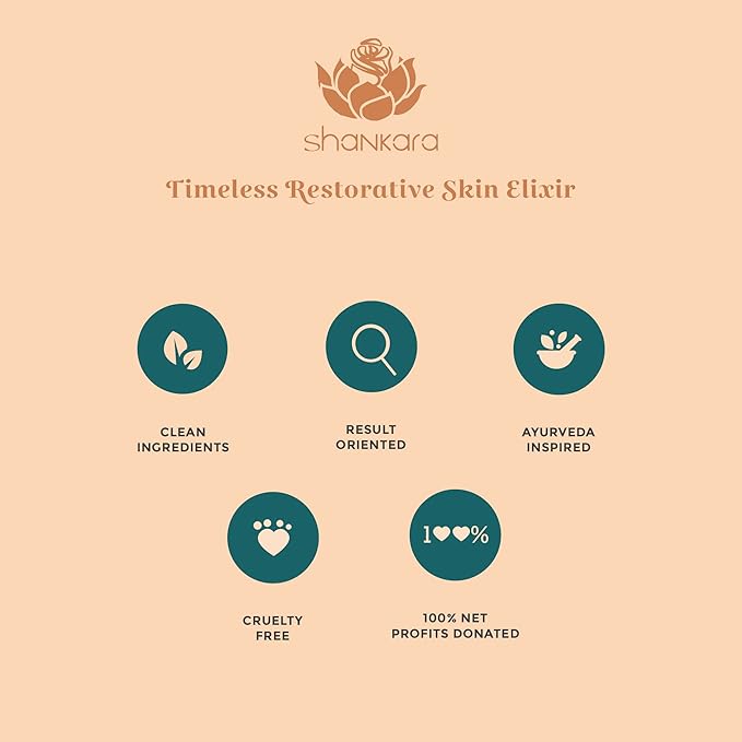 Shankara Timeless Restorative Skin Elixir – 2-in-1 Ayurvedic Serum & Kumkumadi Oil Pump Duo – With Vitamin C, Citrus Stem Cell Tech, Ectoin & Saffron – Hydrating, Moisturizing for Glowing Skin (30ml)