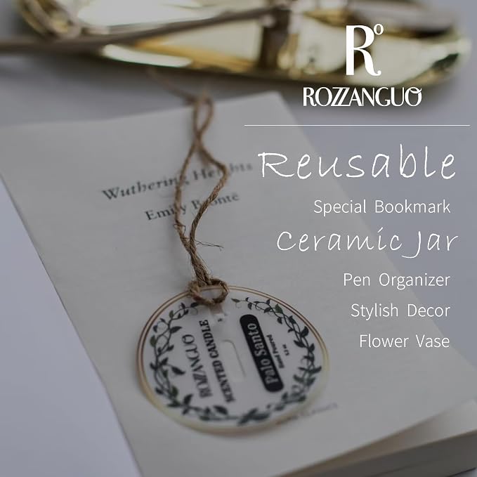 Luxury Textured Ceramic Jar Scented Candle | Non Toxic 100% Natural Coconut & Soy Wax Blend Cotton Wick | 5.2oz | Hand Poured Highly Scented Long - Lasting | Women & Men | (Palo Santo)