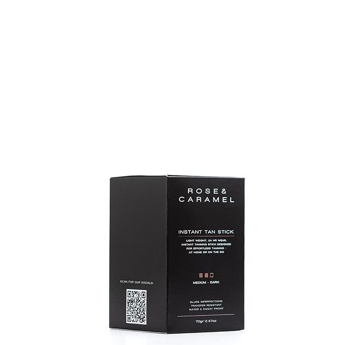 Rose & Caramel Skinstant Instant Bronze Tanning Stick, Deep, Bronze, Instant, Waterproof, Sweat-proof, Imperfection-hiding Tan