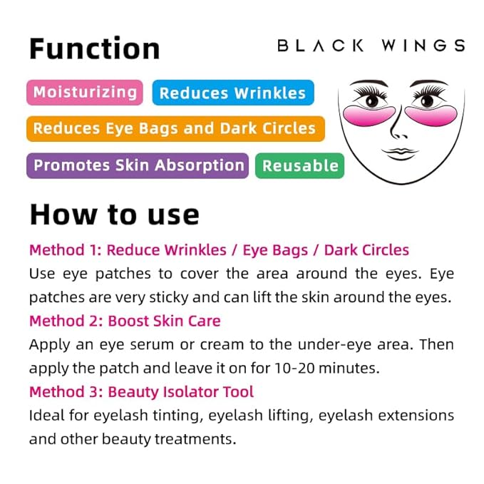 BLACKWINGS Self Adhesive Silicone Under Eye Pads, Reusable Moisturizing Under Eye Patches for Lash Lift & Eyelash Extensions, Soft Lash Extension Tools Eye Gel Pads for Salon & Home Use(love 6 pairs)