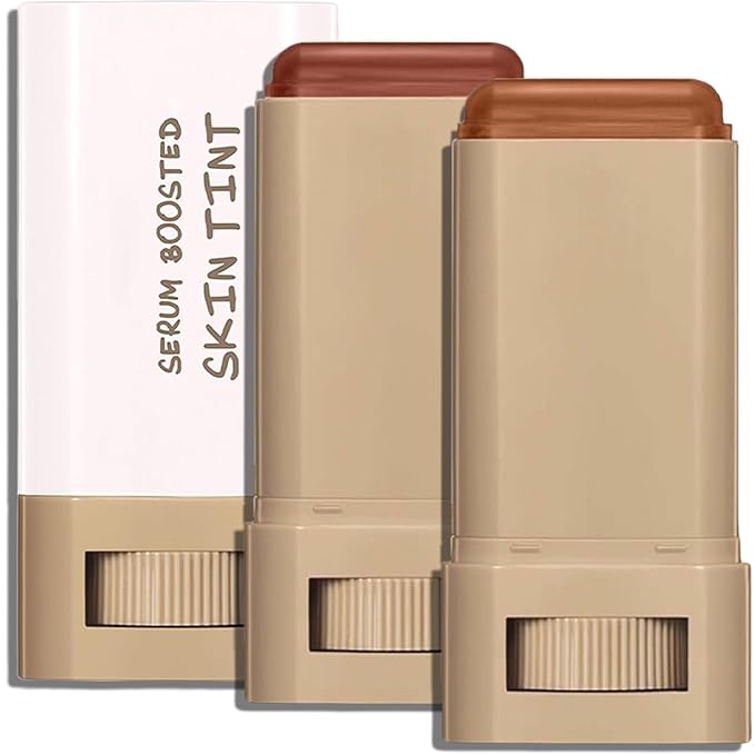 Beauty Balm Serum Boosted Skin Tint, Lightweight Solid Tinted Hydrating Serum Foundation Contour Stick for Women, Sheer to Medium Coverage, Radiant & Dewy Finish for Face Makeup (#02 03)