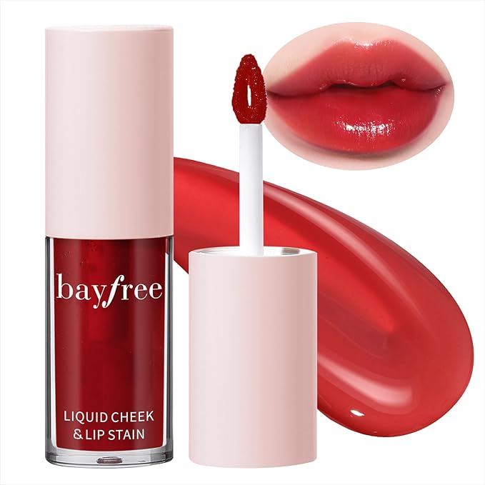 bayfree Liquid Cheek & Lip Stain, Korean Lip Tint with Moisturizing & Weightless, Non-Sticky, Long-Lasting, Kiss-proof, All Long-wearing, Vegan Makeup (Tomatoes Red)