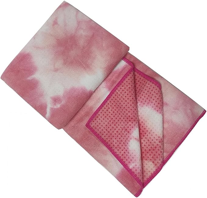 Yoga Towel for Yoga Mat, Non Slip Mat Cover for Hot Yoga, Washable Microfiber Light Weight (Pink)