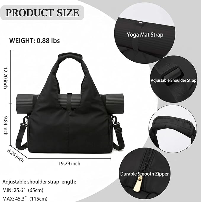 Yoga Mat Bag, Sport yoga Gym Bag for women, Lightweight yoga mat bag carrier with Yoga Strap, Carryall Yoga Tote Bag