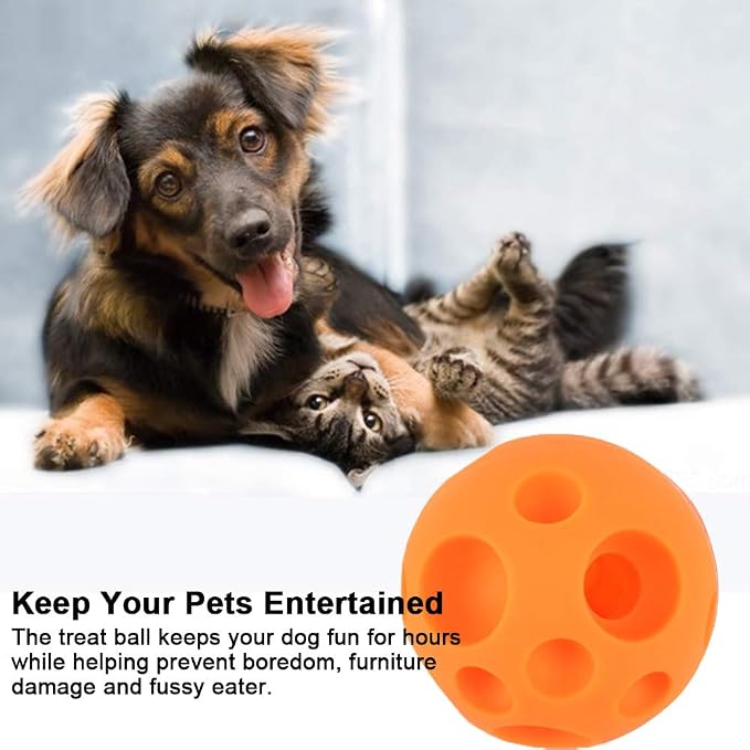 Tricky Treat Ball - Food Dispensing Dog Toy, Soft Rubber 3D Surface, Easy Grip for Small & Medium Dogs