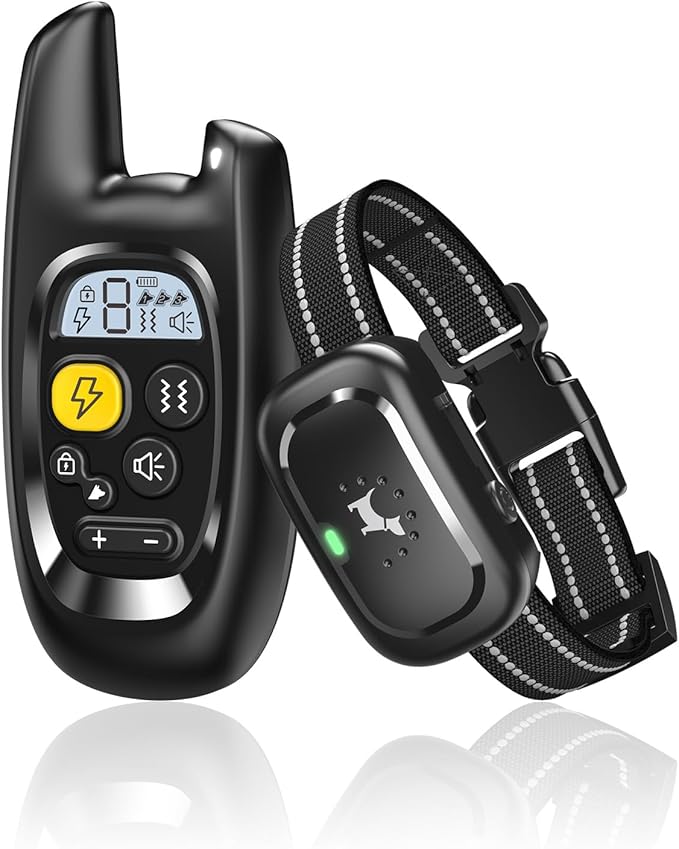 Dog Shock Collar with Remote Control- Electric Collar for Dogs Training Rechargeable, Training Collar for Small Medium Large Dogs, E Collar with Beep, Vibration & Shock-Lock Keypad