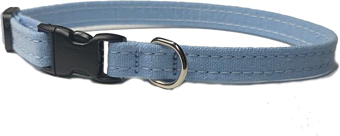 Hemp Toy Dog Collar, Puppy Dog Collar Available in Red, Yellow, Brown, Green, Blue, Purple, Pink, White, & Lt. Blue for Small and Teacup Size Tiny Dog (Light Blue)