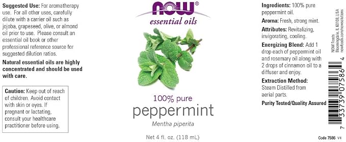 NOW Foods Peppermint Oil (Liquid), 4 oz