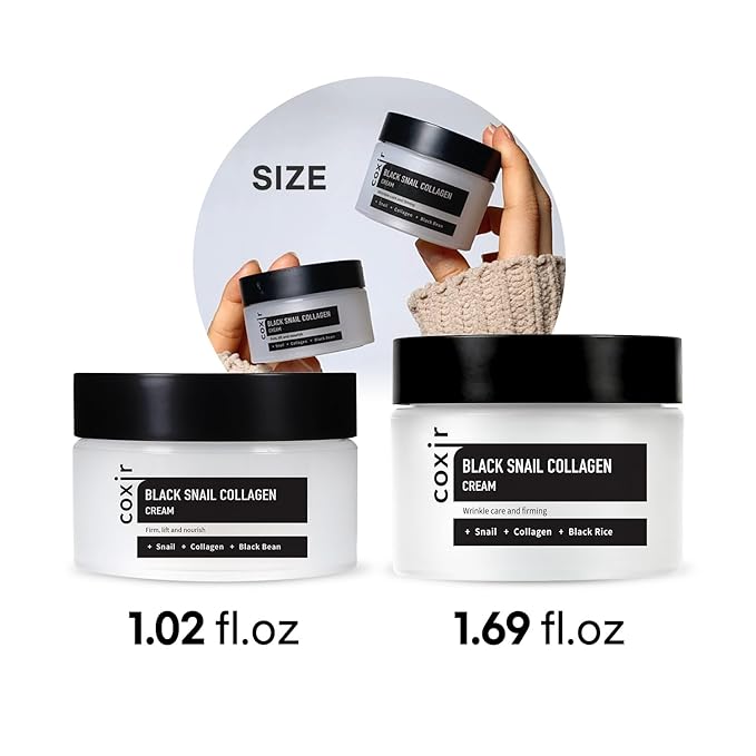 [coxir] BLACK SNAIL COLLAGEN CREAM [30ml/1.01 fl.oz(Pack of 1)] Black-3-Complex: Black Rice, Bean, Sesame, Snail Mucin, Collagen, Peptide l Repairing&Firming l Korean Skin Care