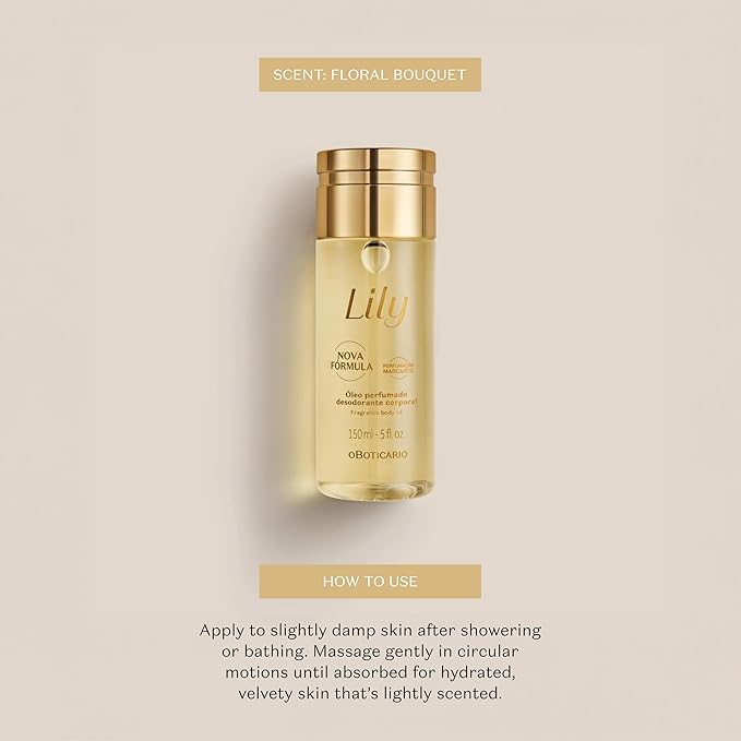 Lily Scented Body Oil, Lightweight and Fast Absorbing Moisturizing Body Oil, 5 Ounce