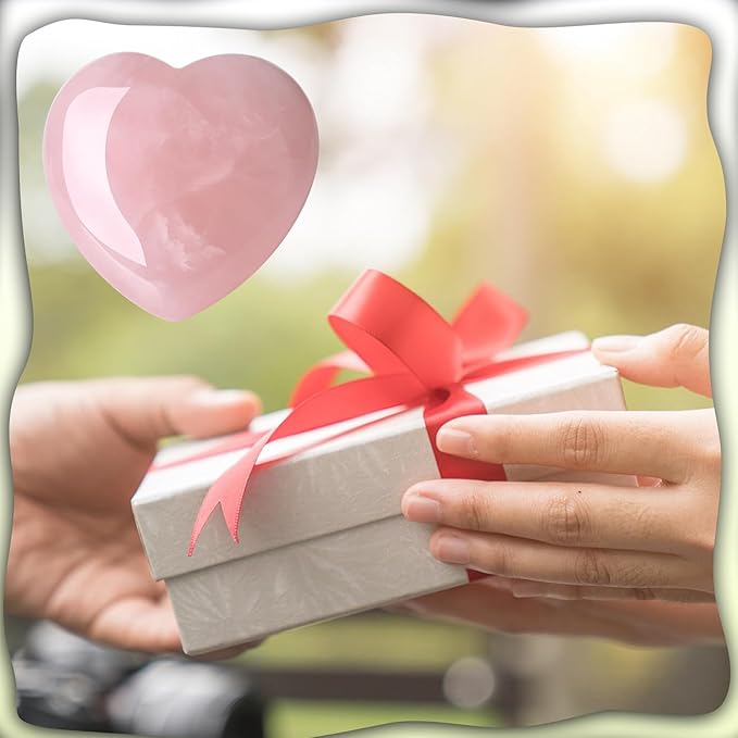 MAIBAOTA 60 mm Rose Quartz Crystals Heart Stone Valentines Anniversary Day Gifts for Her Women Crystal Gifts for Women Natural Reiki Gemstone Polished Heart Shaped Rocks Meditation