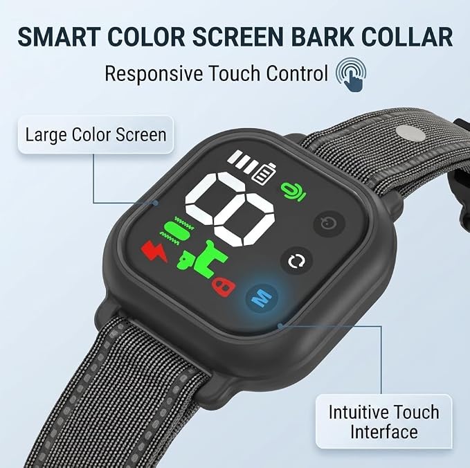 Noobark Dog Bark Collar, 4 Training Modes, 8 Sensitivity Levels | Breathable Nylon for Outdoor Use; Dual Sound-Motion Detection, IP67 Protection, Adjustable Fit